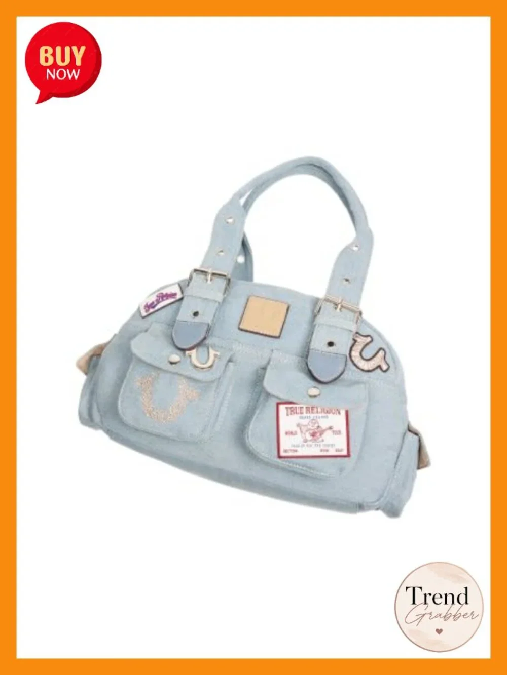 Multi-Patch Denim Satchel with Adjustable Straps